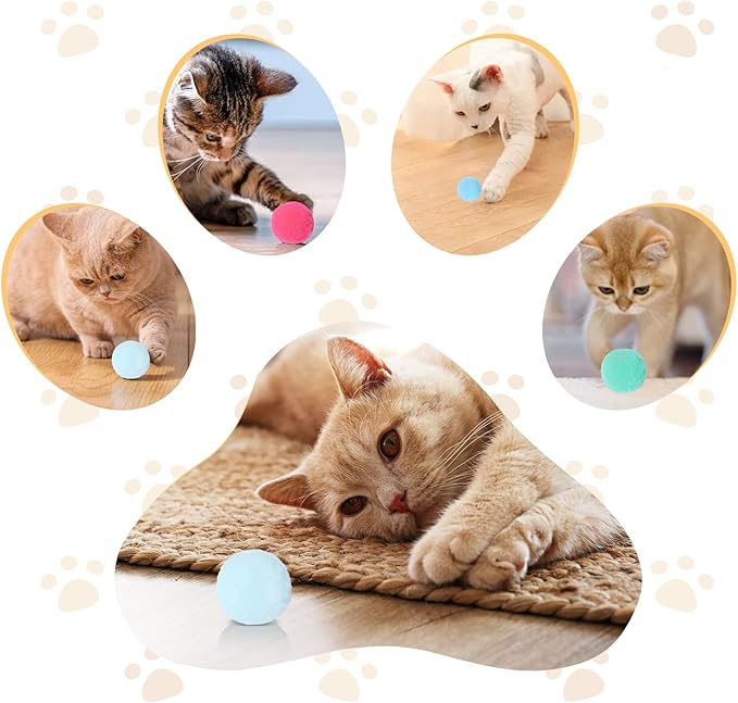 30 Pcs Soft Plush Cat Ball,Cat Toy Balls,Bulk Cats Toys,Puff Balls,Fuzzy Colorful Cats Ball for Pet Playing Exercising