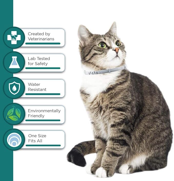 Flea and Tick Collar for Cats, Natural Plant-Based Ingredients for Treatment and Prevention, Safe and Waterproof, with Free Flea Comb, Tick Tweezer, and Treatment Prevention Drops, 13.8 in (2 Packs)