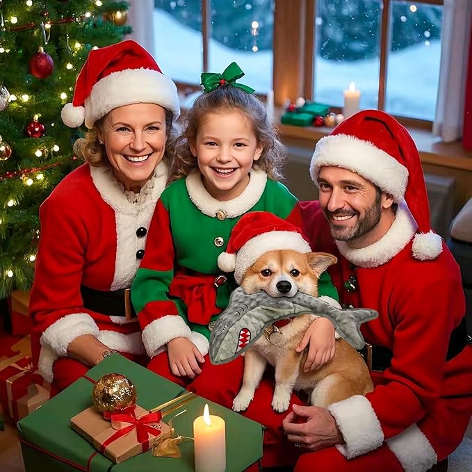 Dog Toy Squeaky Chew Dog Toys No PP-Cotton,no Stuffed for Small, Medium, Large Breed Dogs Interactive Hours of Fun,Gray-Shark