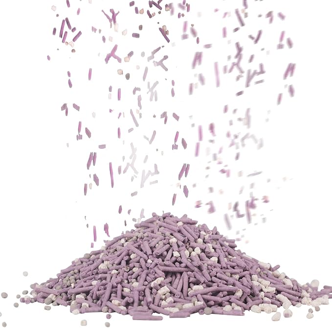 Tofu Cat Litter, Dust-Free Kitty Litter, Ultra Absorbent Clumping Cat Pellet Litter, Fast Drying, Lavender Odor Control, Less Scattering, Dust-Free Mixed.