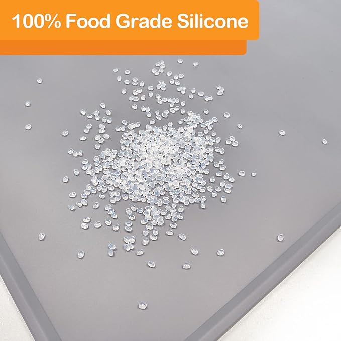 KVK Pet Food Mat Pet Feeding Mat Silicone Placemat for Dog and Cat Food Water Bowl Dog Food Mats for Floors Non Slip Waterproof Anti-bite Cool Grey 39.4X29.5in