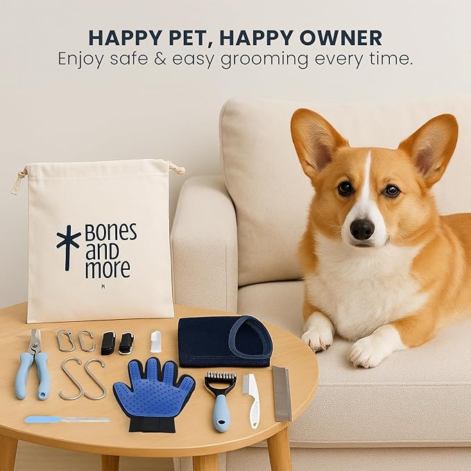 Grooming Hammock Kit for Dogs & Cats, Includes Hammock Harness, Nail Clippers, Nail File, Grooming Glove, Dematting Comb, S-Hooks, Carabiners & Storage Bag for Easy Home Grooming small (75ร49) cm