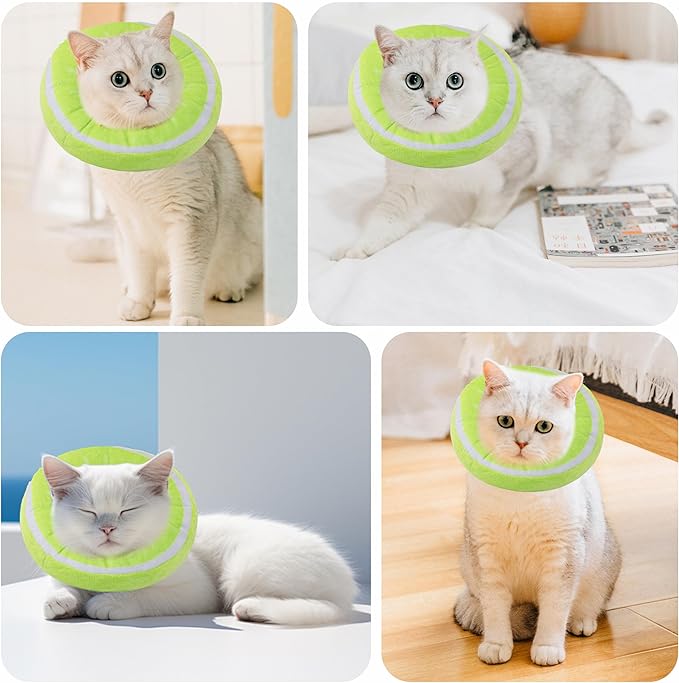 Soft Cat Cone Collar, Cute Cat Recovery Collar Suitable for Small, Medium, Large Cats,Elizabethan Neck Collar for Cats After Surgery (Kiwifruit, Medium)
