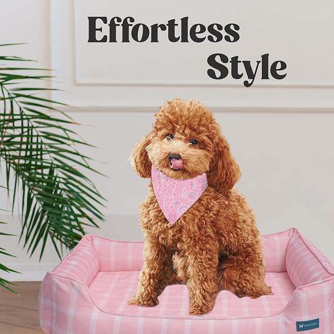 Orthopedic Bolster Dog Bed β CertiPUR-US Foam, Recycled Polyester Canvas, Washable Cover, Anti-Slip Bottom, Medium, Light Blue Check β Stylish Designer Dog Sofa