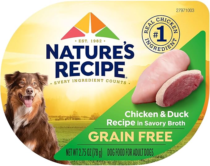 Nature's Recipe Grain Free Wet Dog Food, Chicken & Duck Recipe, 2.75 Ounce Cup (Pack of 12)