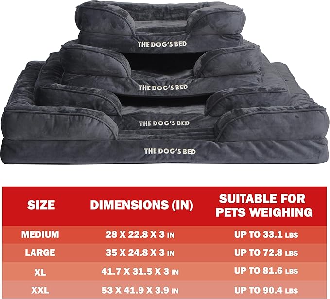 The Dog’s Bed, Orthopedic Standard Foam Waterproof Dog Bed with Standard Support, XL Grey Plush, Waterproof, Supportive Dog Bed with Replaceable Covers, Veterinary Approved