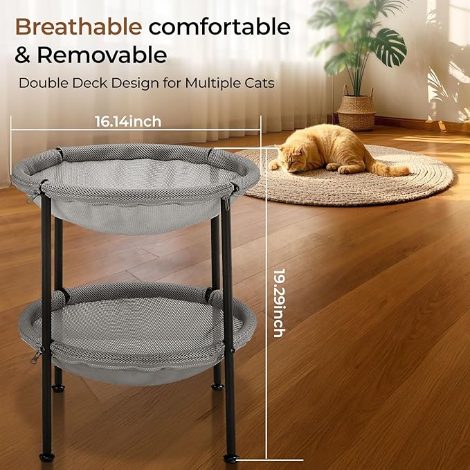 Double Cat Hammock Bed,Elevated and Raised Cat Beds for Indoor and Large Cats