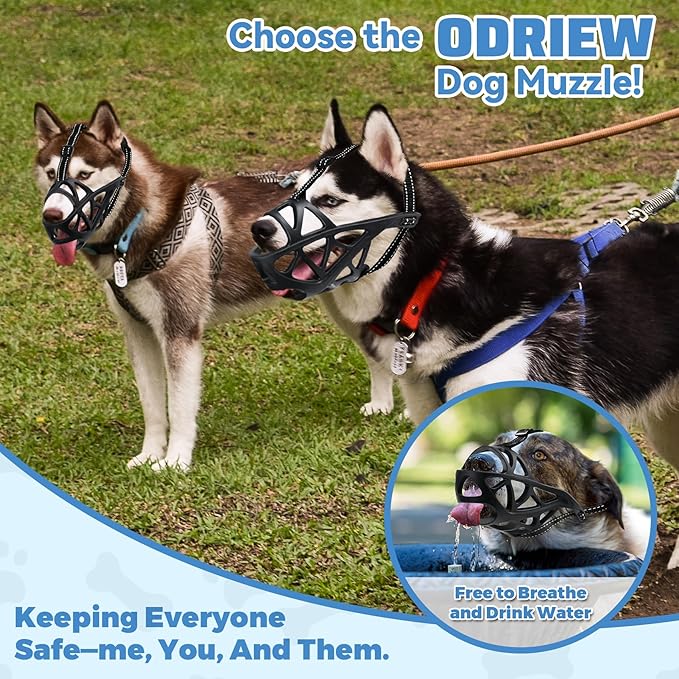 Dog Muzzle for Large Dogs, Breathable Basket Muzzles for Small, Medium and X-Large Aggressive Dog, Allows Panting Drinking, Suitable for Grooming Trimming Training (Black, S)