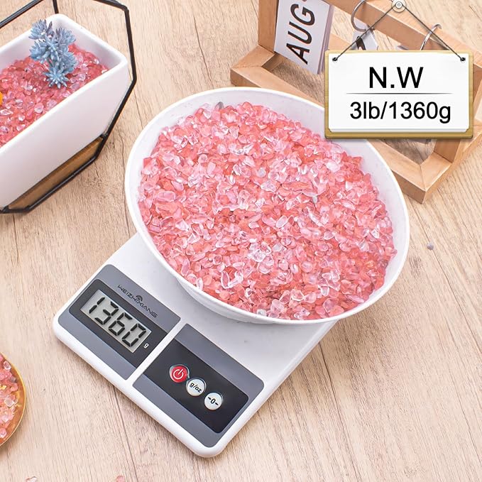 3 Lb Watermelon Tourmaline Quartz Crystal Chips Bulk, 5-7mm Natural Tumbled Crushed Stones Red Healing Crystal Chips Bulk Gemstones for Vase Fillers, Aquarium and Home Decoration