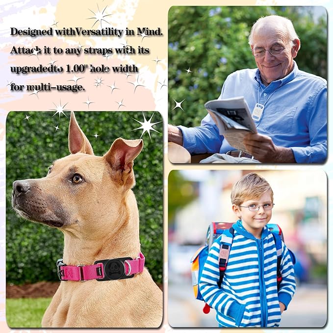 4 Pack Waterproof AirTag Dog Collar Holder Compatible with Apple AirTag, Silicone Hidden Loop Holder for Airtag Tracker, Anti-Lost Dog Collar Air Tag Accessories(Orange,White,Red,Dark Red)