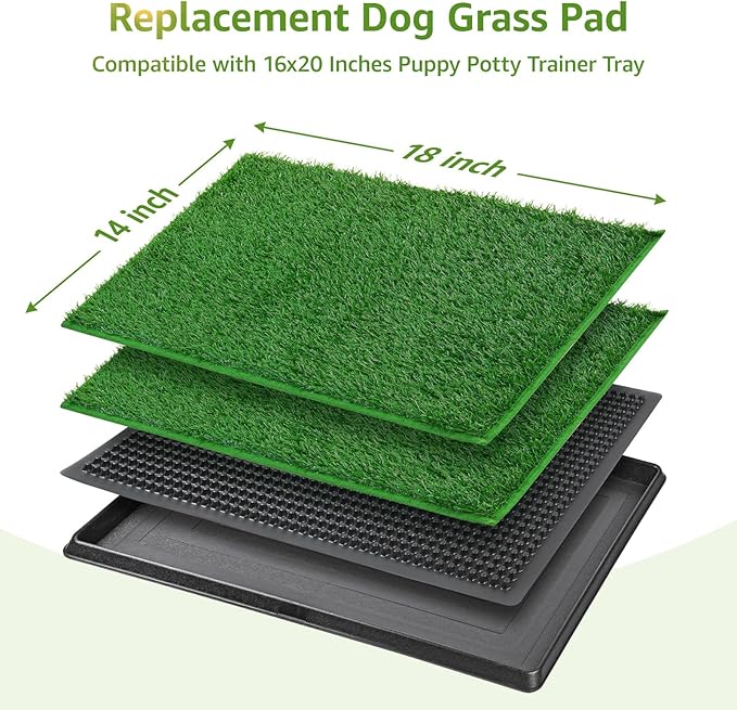 LOOBANI Dog Grass Pee Pads, Artificial Dog Grass Pads for Potty Tray, Fake Grass for Dogs to Pee On, Outdoor Indoor Pee Grass for Dog Potty (14.1*18.1 inch)
