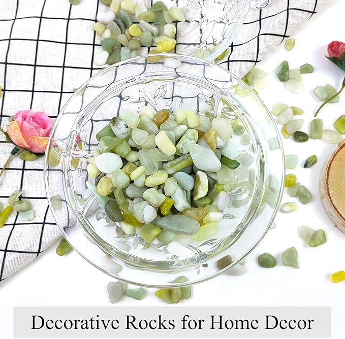 2 lbs Jade Rocks for Plants Indoor, 3/8 inch Small Pebbles for Indoor Plants, Decorative Rocks for Succulents Cactus Bamboo Vases Landscaping Drainage and Outdoor Garden Rocks