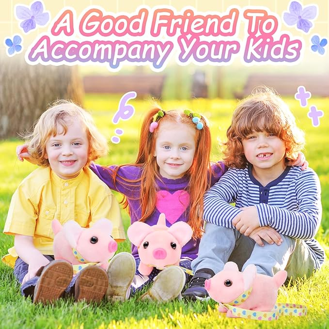 Tagitary Plush Toys Pig with Sounds, Interactive Electronic Pig Toys That Can Walk, Twitch Nose, Wag Tail, Stuffed Toys for Toddlers, Easter Christmas Birthday Gift