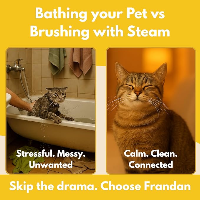 Steam Cat Brush for Indoor Cats – Mist Spray Comb for Shedding & Hair Removal | Silicone Pet Grooming Tool for Long-Haired Cats & Dogs