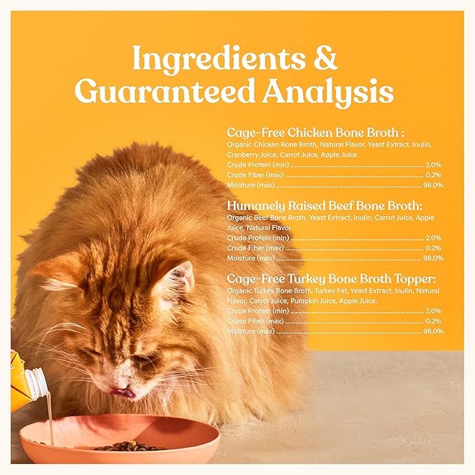 Made by Nacho Bone Broth Cat Food Topper for Hydration and Picky Eaters - Add Protein and Flavor to Your Dry Cat Food – 11 oz. (Pack of 4), Variety Pack
