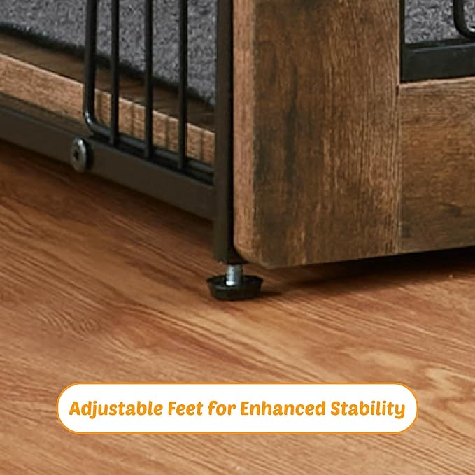 Dog Kennel Furniture, Wooden Dog Crate End Table with Dual Doors, Chew-Proof Design & Cushion, Heavy Duty Dog Crate, Decorative Pet Crate Dog Cage for Indoor (39 Inch)