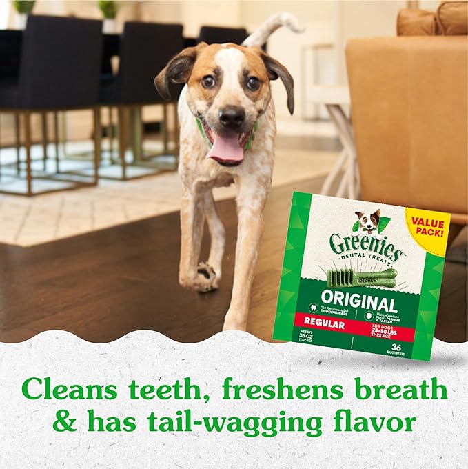 Greenies Regular Dental Dog Treats, 3-Flavor Variety Pack, (3) 12 oz. Pouches, 36 Total Treats