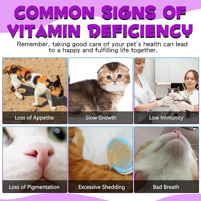 Cat Multivitamin, 15 in 1 Cat Multivitamin Liquid Drops, Cats Vitamins and Supplements with Glucosamine and Probiotics, Bones, Joint, Skin & Coat, Bladder, Immune System Support, 60ML
