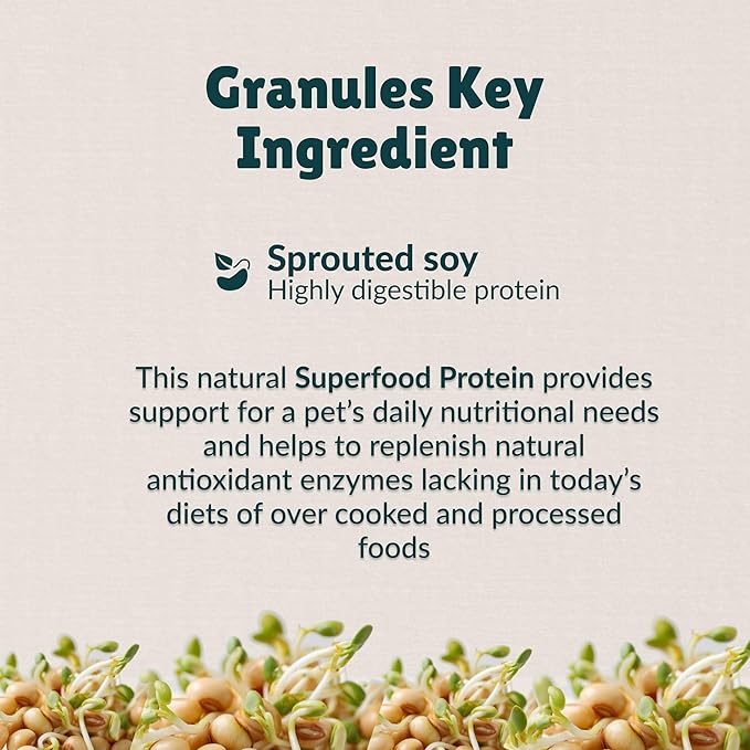 Nzymes® Sprouted Granules 2LBS for Dogs, Cats, Horses. Raw Super Food Protein and Antioxidant Nutrition. Cost Effective Food Supplement Dog Health Supplies. Supports Healthy Joints. 220 Servings. USA