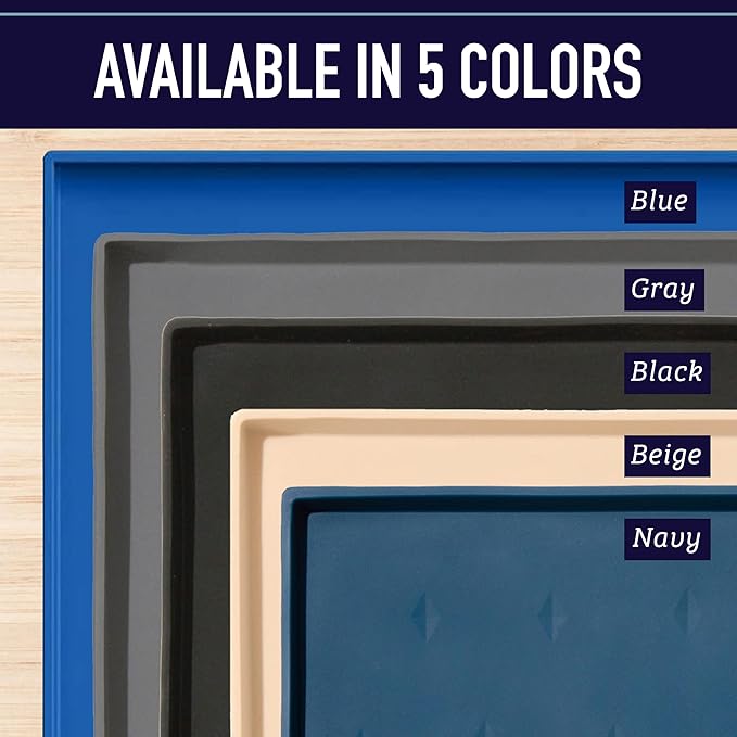 Leash Boss Dog Food Mat for Food and Water Bowls, Waterproof Silicone Pet Feeding Mat for Floors, Extra Tall Raised Edges, Cat and Dog Placemat for Floors, Dishwasher Safe (XXL: 30" x 22" - Black)
