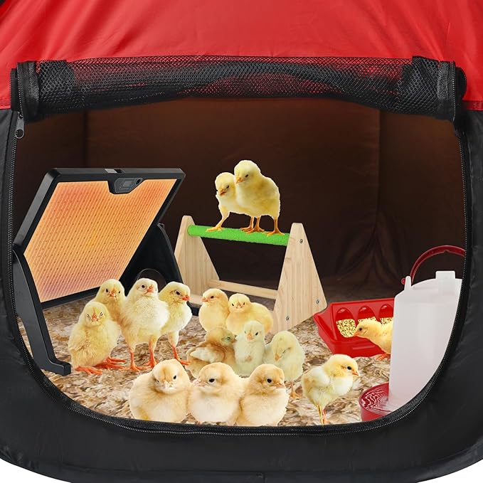 Chicken Brooder Box for Chick Starter Kit, 12.8 * 17.8 inch Large Brooder Heating Plate, Brooding Up to 30 Baby Chicks, Chicks Feeder&Waterer, Nesting Pad, Perch, All-in-1 Chicken Brooder Set