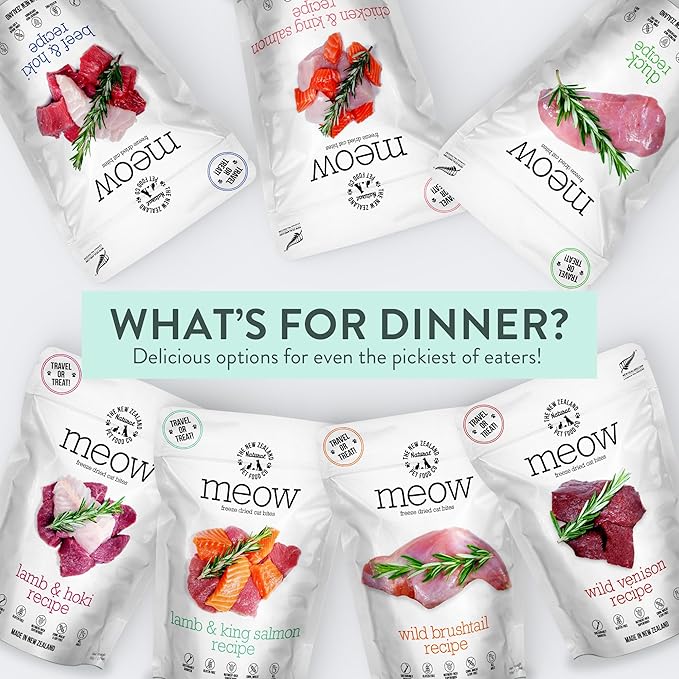 Meow Freeze Dried Cat Food - Wild Brushtail Recipe, High Protein Cat Treats, Meals & Toppers,Dry Cat Food,9.9 oz