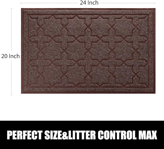 Yimobra Cat Litter Mat, 24"x20" Litter Mat with Litter Lock Mesh, Soft Cat Litter Mat Litter Trapping Mat, Easy to Clean, Non-Slip, Water Resistant, Litter Free Floors, Dark Coffee