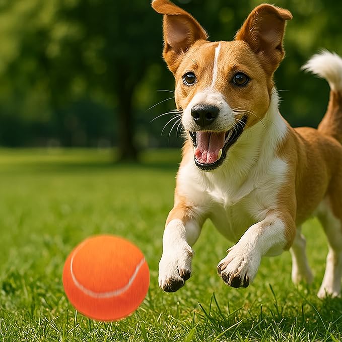 Large Dog Tennis Balls 4-Pack, 4 inch Interactive Big Dog Toy Ball for Small Medium Large Dogs, Dog Toys for Outdoor/Indoor Sports, Fetch, Training & Play