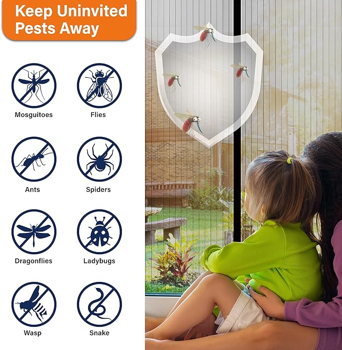 Magnetic Screen Door, Heavy Duty Door Screen Magnetic Closure Keep Bugs Out,Pet & Kid Friendly,Fit Door Size 32" x 82"