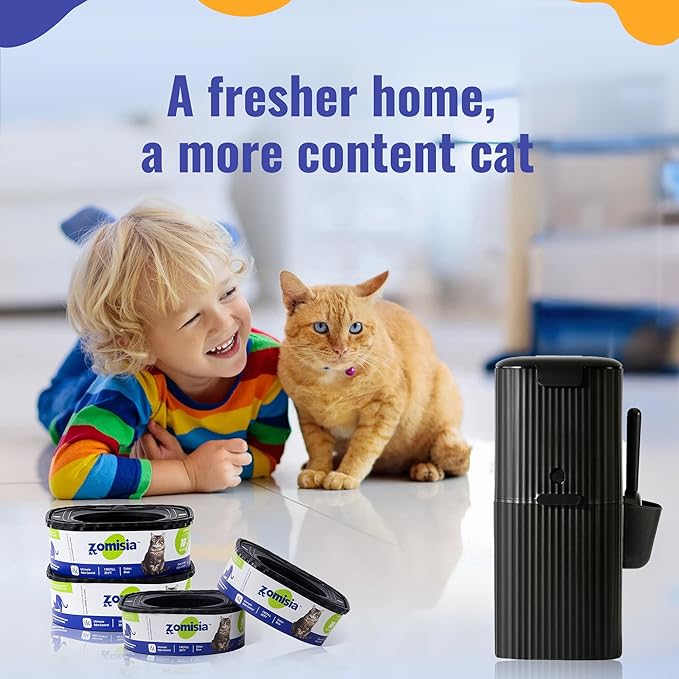 4 Pack Cat Litter Refill Bags, Non-See-Through Jumbo 120FT Cartridge Refill Total Up to Over 16 Months Per Cat for Odor Control, Compatible with Genie Standard, Plus, Style