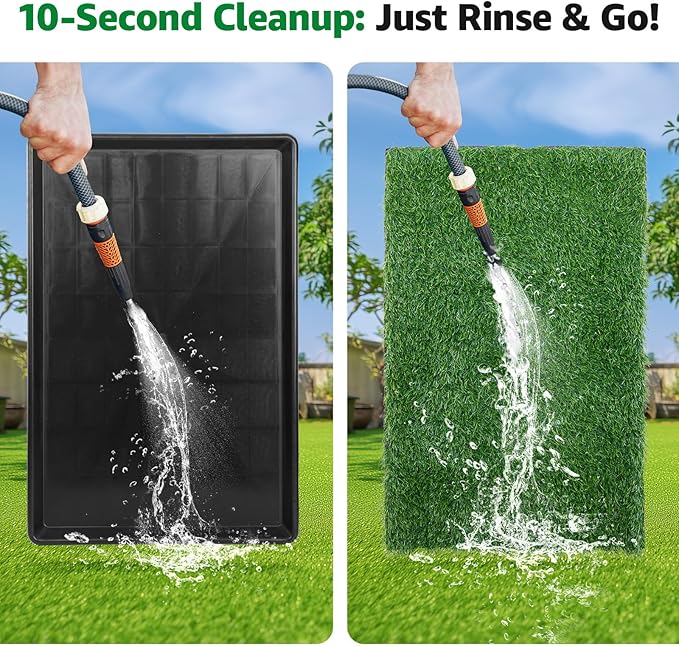 Dog Grass pad with Tray,45”x 29” Indoor Dog Potty with 2 Packs Replacement Artificial Fake Grass-5 Packs Disposable Puppy Pads,for Puppy Training Apartment,Outdoor Use