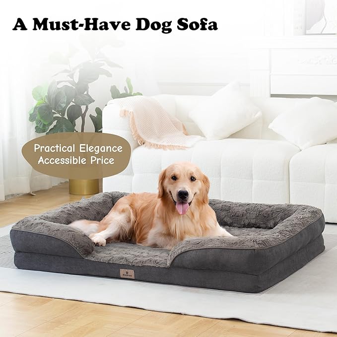 XXL Orthopedic Dog Bed - Washable Dog Sofa Beds for Giant Dogs, Supportive Foam Pet Couch Bed with Removable Washable Cover, Waterproof Lining and Nonskid Bottom