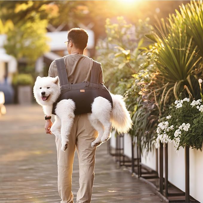 Dog Lift Harness Backpack Carrier for Large Dogs, Full Body Sling with Handle, Dog Harness for Joint Injuries, Arthritis, Ideal for Stairs, Elderly Dogs (Black Large 20-29 LBS)