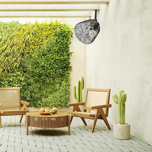 Schaefer VK12-B VersaKool Air Circulator Ceiling Wall Mount Greenhouse Fan & Aluminum Blade, 1470 CFM, 1/10 hp, Energy-Efficient Commercial Fan for Patio, Garage, Industrial & Workshop (Black)