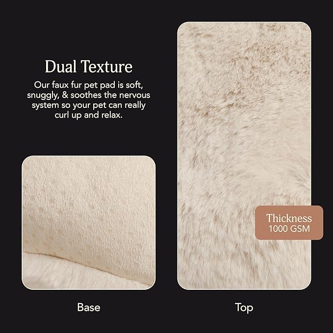 UnHide Floof Pet Pillow - Extra Soft Dog Bed Pillow- Removable Faux Fur Cover - Machine Washable - Helps Ease Pet Anxiety & Provides The Perfect Sleep, 36 x 42 x 5, Large - Beige