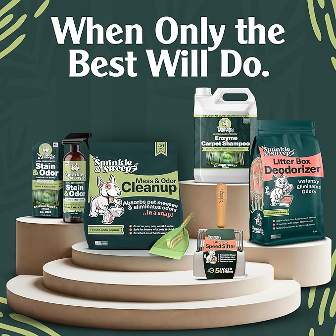 Sprinkle & Sweep Enzyme Carpet Shampoo (64oz) - Carpet Cleaner Solution to Eliminate Tough Stains & Neutralize Odors at the Source - Car, Furniture, Carpets & Rug Cleaner - Use with All Machines