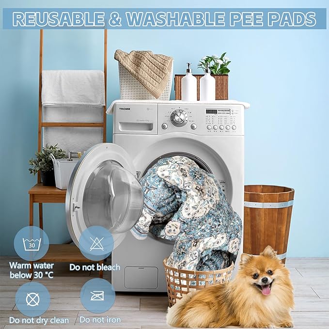 Washable Thickened Pee Pads for Dogs, 4 Pack (18"x24") Upgrade Reusable Puppy Pads with Non-Slip Rug, Super Absorbent Leakproof Puppy Training & Whelping Pads for Dogs, Doggie