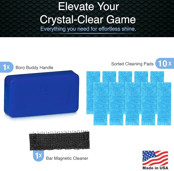 SnowTree - BoroBuddy Mini Magnetic Glass Cleaner for Glass Pieces, Bottles, Vases & More - Smaller Design for Tighter Spaces & Smaller Glass Pieces - Easy to Use Double Sided Glass Cleaner (Blue Gift