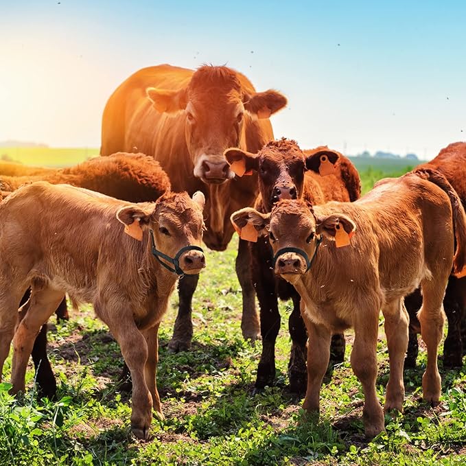 Hillban Cow Halter Cattle Halters Adjustable Calf Halter with Leading Rope for Miniature Horse Donkey Goat Foal Nylon Cattle Training Supplies