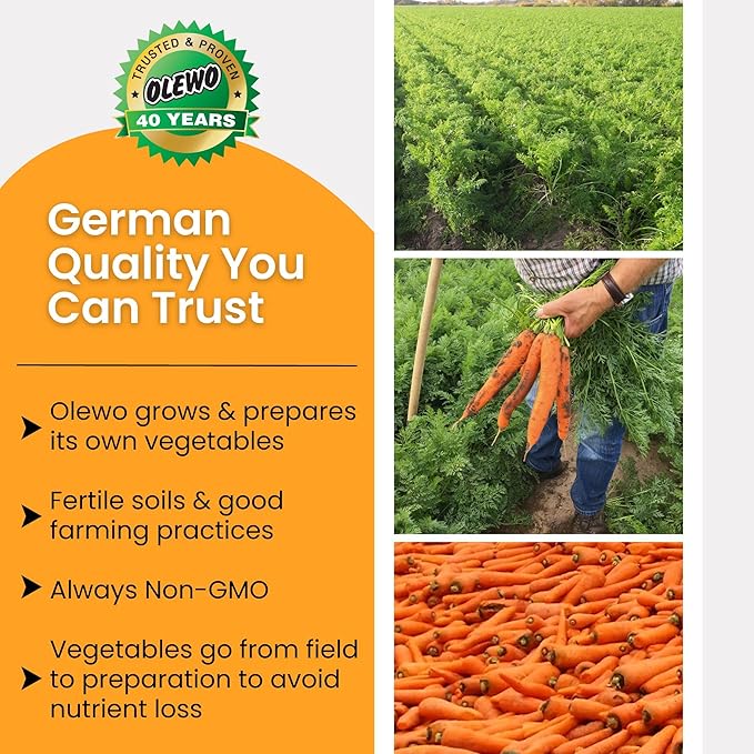 Olewo Original Carrots for Dogs – Fiber for Perfect Poop, Dog Food Toppers for Picky Eaters, Natural Skin & Coat Support, Multivitamin, Probiotics for Digestive and Gut Health, 5.5 lbs