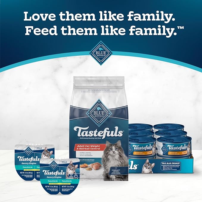Blue Buffalo Tastefuls Adult Dry Cat Food for Weight Management & Hairball Control, Made in the USA with Natural Ingredients, Chicken Recipe, 7-lb Bag