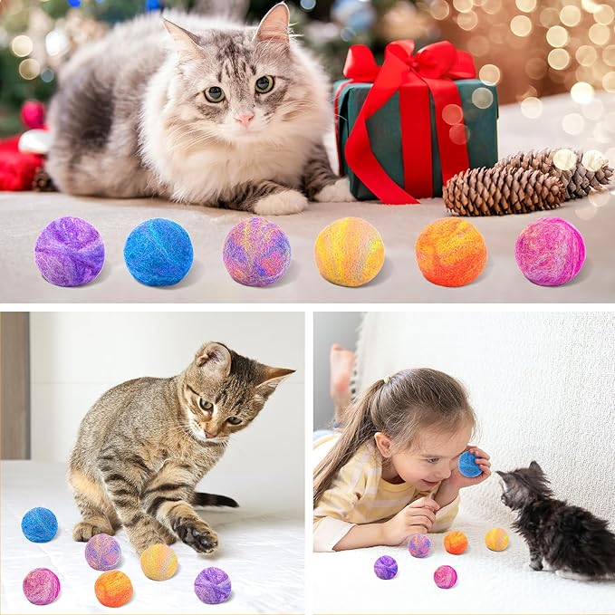Retro Shaw Cat Toys Balls,Catnip Ball with Bell Inside,Wool Balls Toy with SilverVine Catnip Fill, Upgraded,Interactive Cat Nip Ball for Indoor Kitten Kitty 6 Pcs
