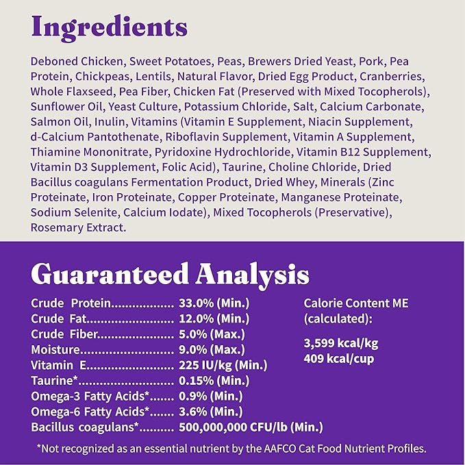 Halo Holistic Cage Free Chicken Cat Food, Grain Free Dry Cat Food, For Healthy Weight Support, Kibble for Indoor Cats, 10 lb Bag