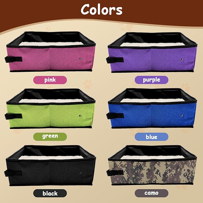 Portable Litter Box for Cats, Foldable & Waterproof Cat Travel Litter Box, 15.75 * 11.82 * 3.94 Inches, Traveling & Camping Cat Supplies - Pink