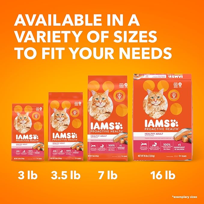 IAMS Proactive Health Adult Healthy Dry Cat Food with Real Salmon, 7 lb. Bag