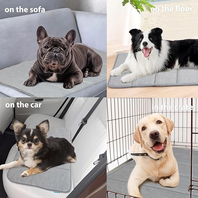 Dog Cooling Mat for Large Dogs - 41x27 Orthopedic Memory Foam Pet Pad for Summer, QMAX>0.5, Washable Premium Comfort Crate Pad for Your Furry Companion, Grey