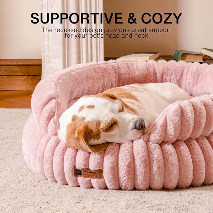 MEWOOFUN Dog Bed for Medium Dogs, Washable Large Cat Beds for Indoor Cats, Donut Pet Bed for Dogs and Cats with Anti-Slip Bottom (Pink, 27"x27"x10")