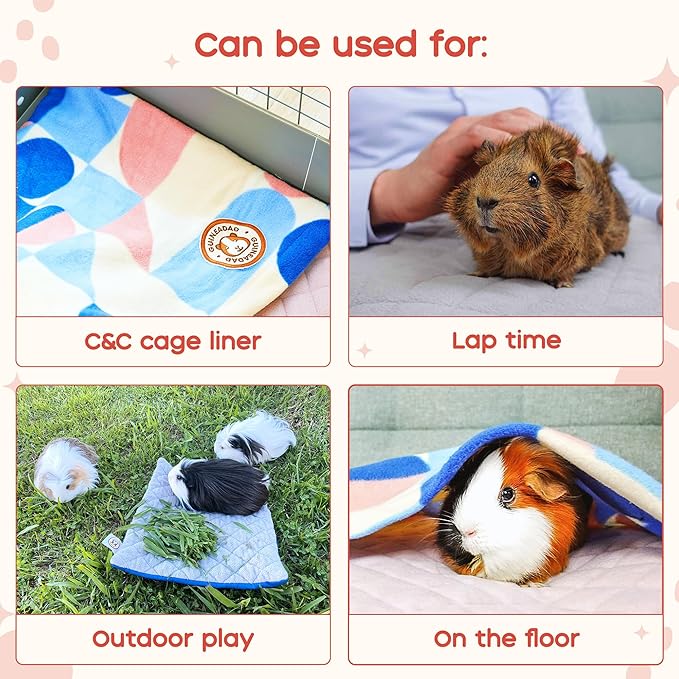 GuineaDad Premium Liner – Fleece Guinea Pig Cage Liner – 2 Pack - Ultra-Plush Reusable Fleece Bedding with Waterproof Bottom – Extra Absorbent Liner for 2x1 C&C Cage (Blush)