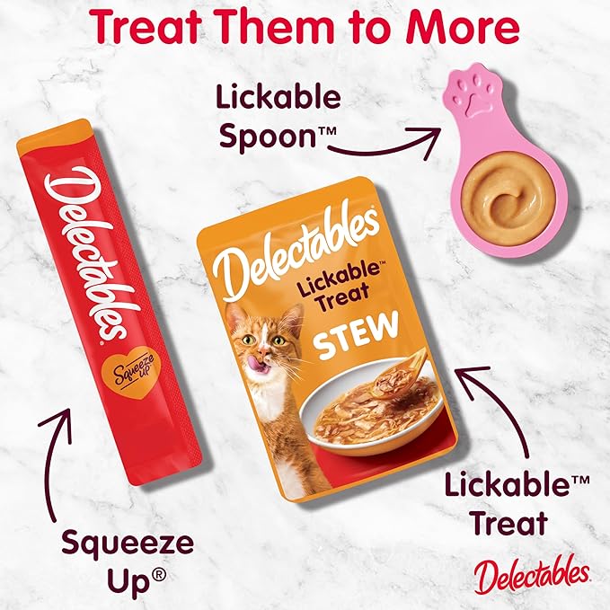 Delectables Squeeze Up Creamy Squeezable Puree, Lickable Wet Cat Treats, Grain Free, No Added Fillers, No By-Products, No Added Preservatives, 0.5 Ounces Tube Tuna & Salmon with Catnip, 32 Tubes Total