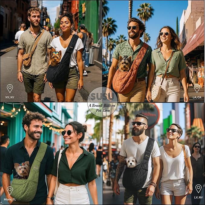 Small Dog Carrier Sling – Copper Brown Hands‑Free 2‑in‑1 Cross‑Body & Handheld Pet Sling for Small Dogs up to 10 lbs, Parachute‑Grade Rip‑Stop Nylon, Padded Strap & Safety Tether